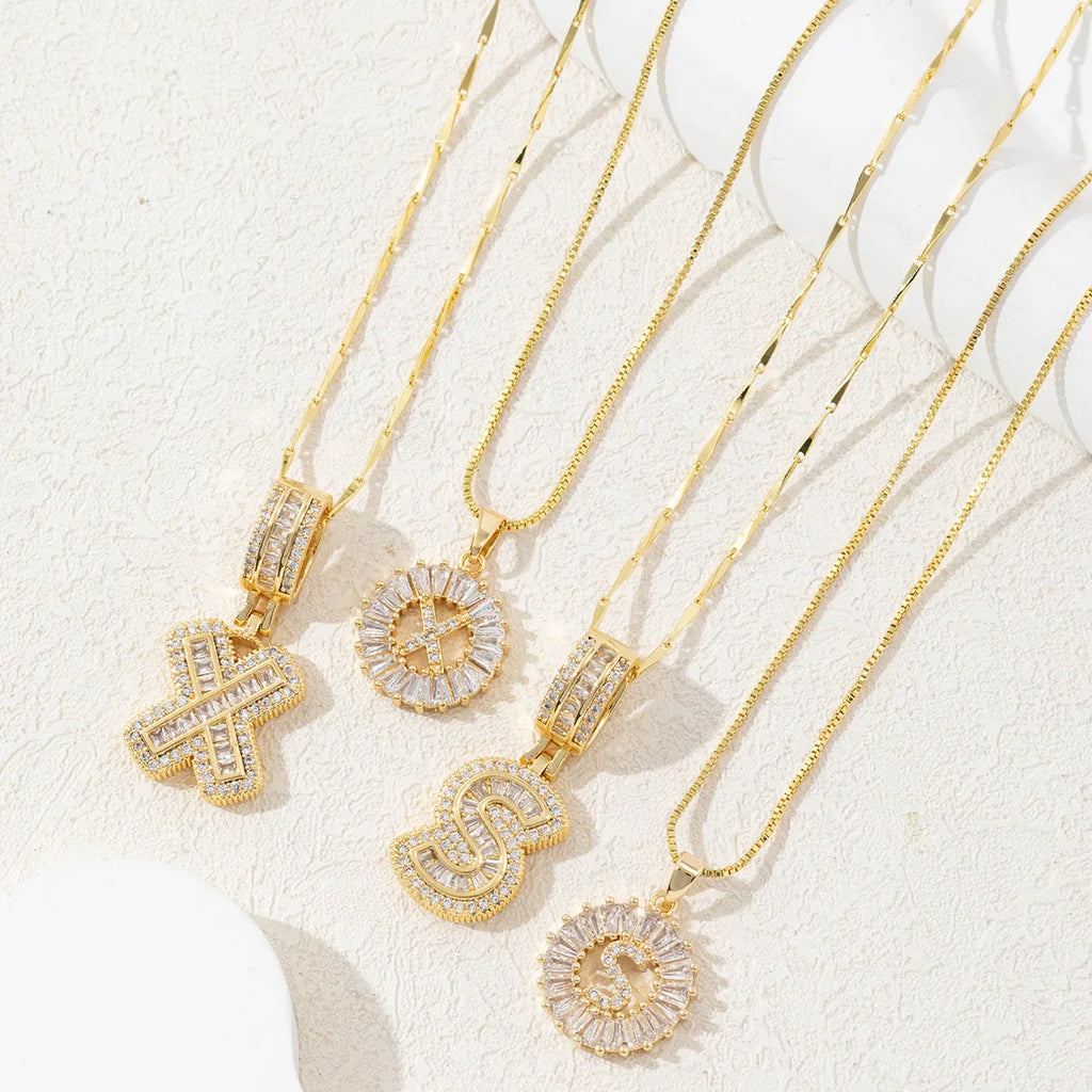 Sparkling Letter Flower Necklace