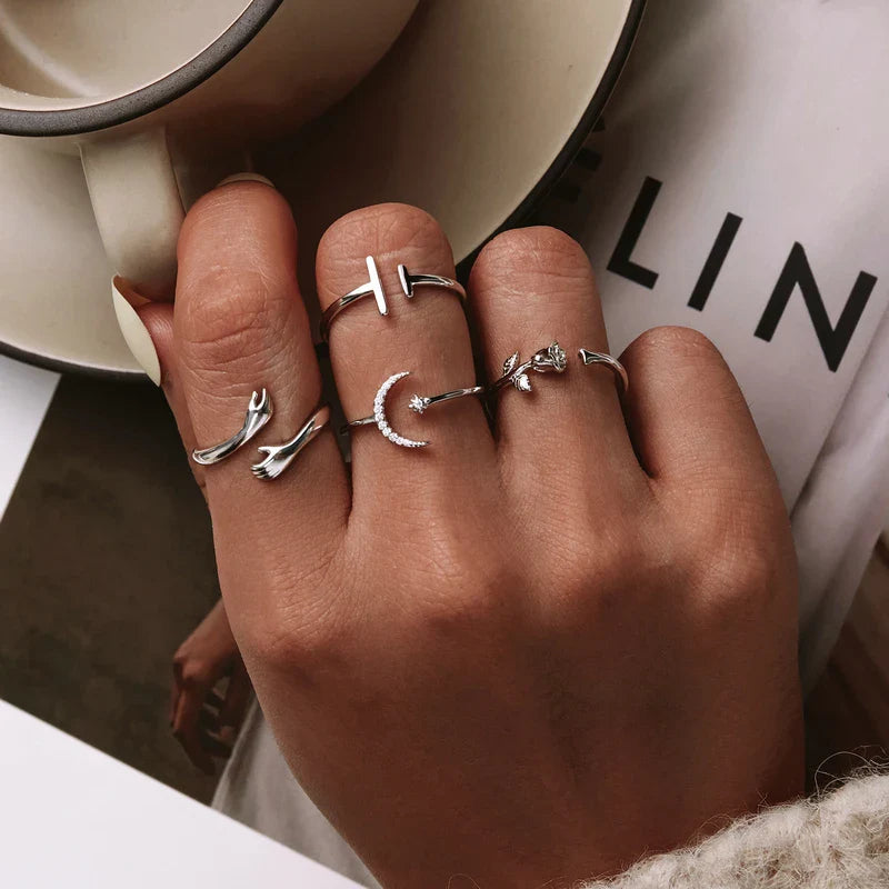 Elegant Silver Adjustable Rings