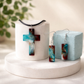 Ocean Mist Cross Pendant & Earrings Set - Handmade