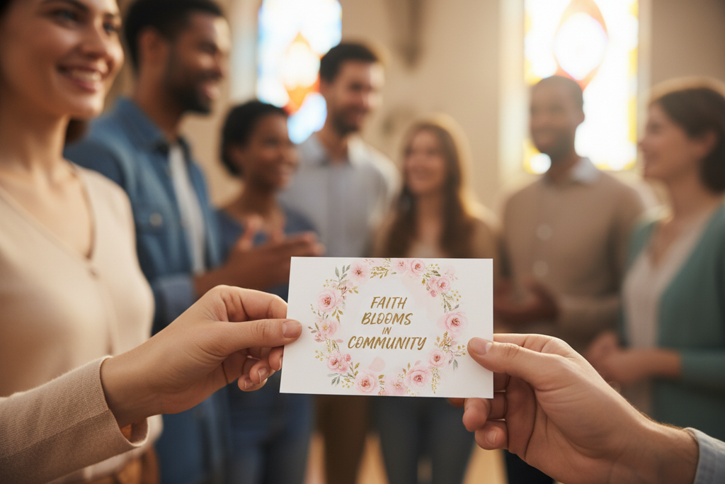 Cards Being Shared at Church