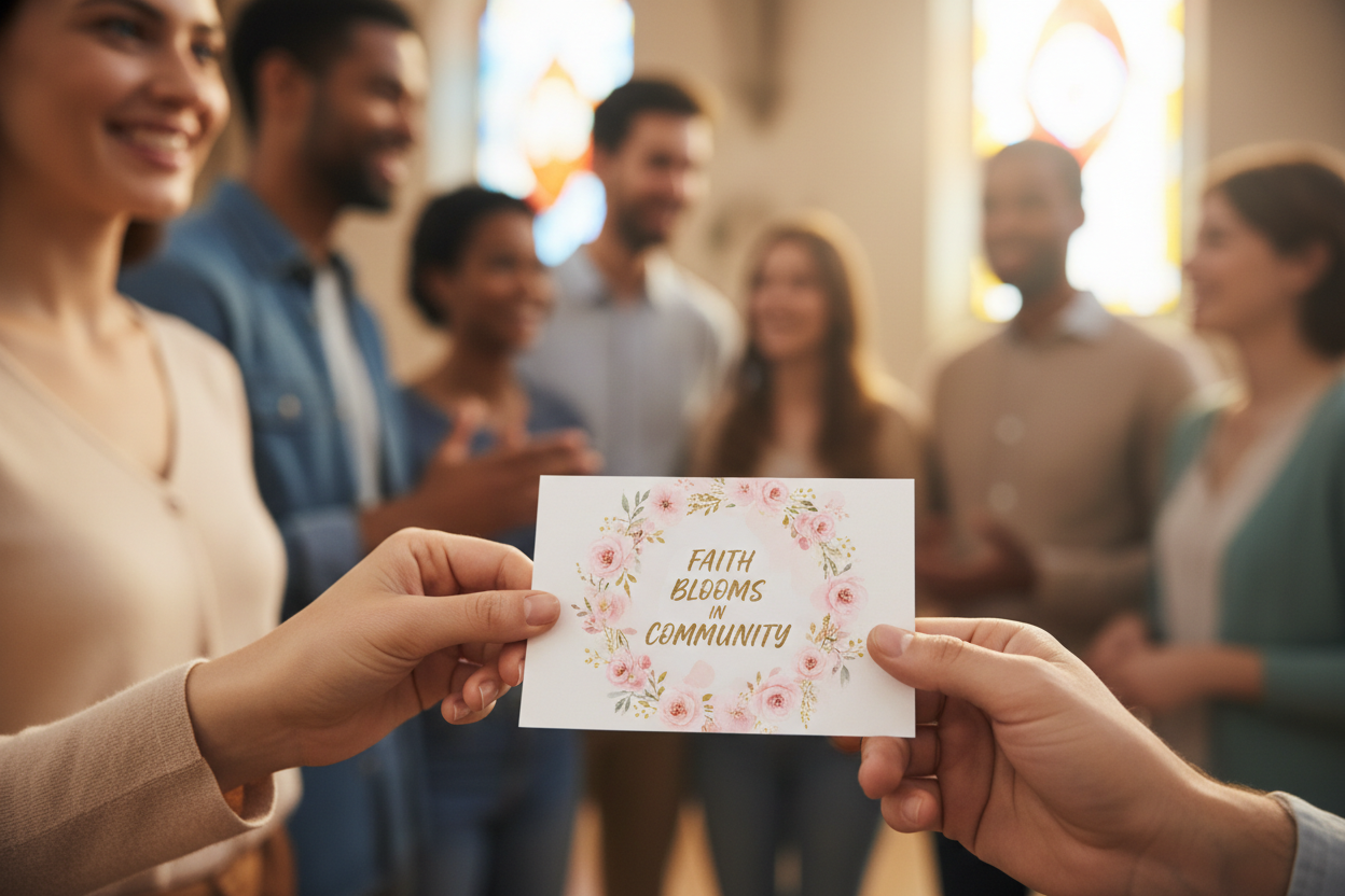 Cards Being Shared at Church