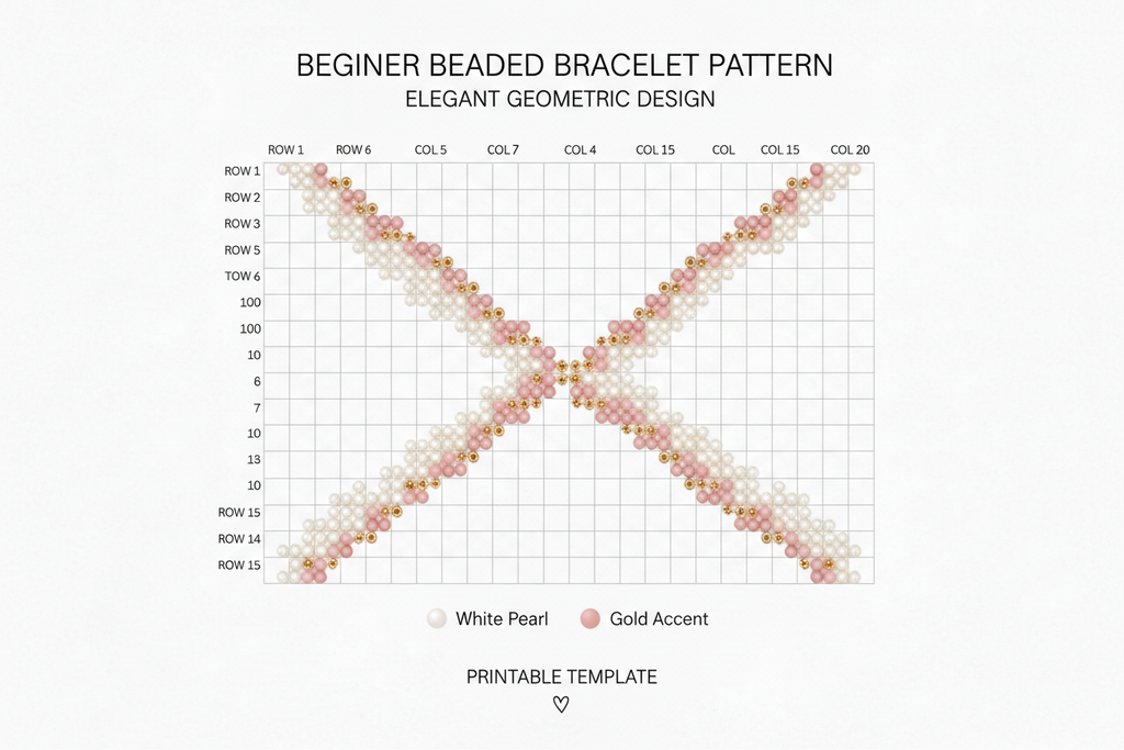 Heavenly Harmony beginner pearl bead bracelet pattern grid diagram