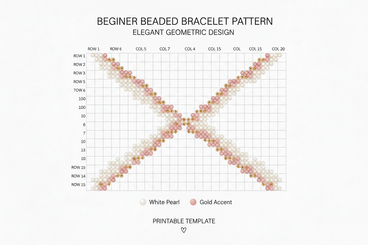 Heavenly Harmony beginner pearl bead bracelet pattern grid diagram