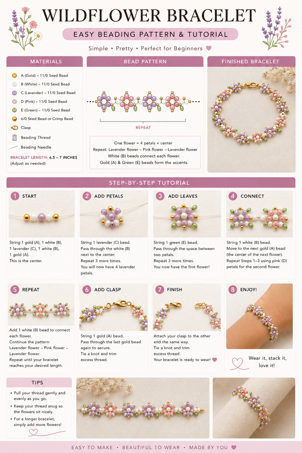 Wildflower Bracelet Beading Pattern & Tutorial